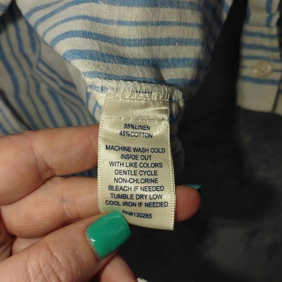 Blue Ivory Per Se Women's M Button Up‎ Long Sleeve Casual Boho Bohemian Shirt - Picture 7 of 8